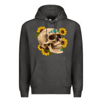 Charcoal Heather skull flowers and gemstone Premium Hoodie - Artiststas