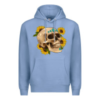 Colony Blue skull flowers and gemstone Premium Hoodie - Artiststas