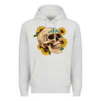 Dove Grey skull flowers and gemstone Premium Hoodie - Artiststas