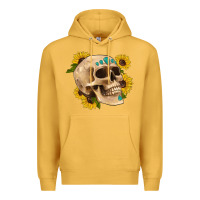 Mustard skull flowers and gemstone Premium Hoodie - Artiststas