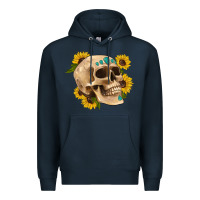Navy skull flowers and gemstone Premium Hoodie - Artiststas
