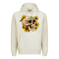 Oatmeal Heather skull flowers and gemstone Premium Hoodie - Artiststas
