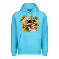 Ocean Blue skull flowers and gemstone Premium Hoodie - Artiststas