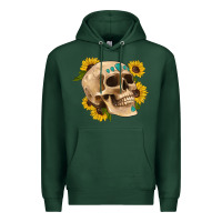 Sports Green skull flowers and gemstone Premium Hoodie - Artiststas