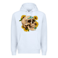 White skull flowers and gemstone Premium Hoodie - Artiststas