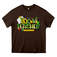 Chocolate Brown lucky teacher St. Patrick's Day Heavy Core Tee - HowdyJamesFarm