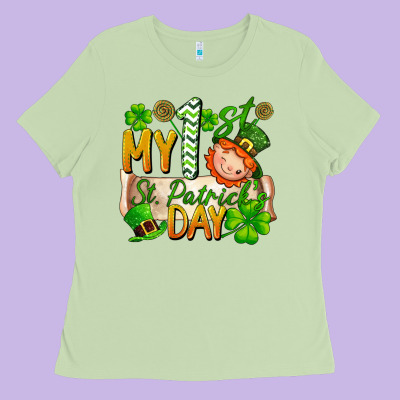 My 1'st St Patrick's Day Ladies Tee Designed By Fadigitalartstudio