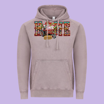 Home Christmas Farm Animals Vintage Hoodie Designed By Cowhidedigitalart