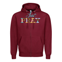 Burgundy Just Pray Zipper Hoodie - JahusDesignShop