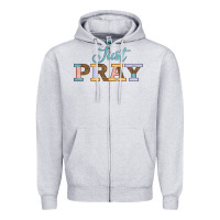 Heather Grey Just Pray Zipper Hoodie - JahusDesignShop