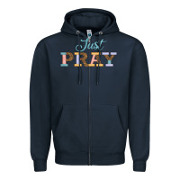 Navy Just Pray Zipper Hoodie - JahusDesignShop