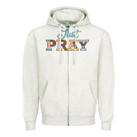 Oatmeal Heather Just Pray Zipper Hoodie - JahusDesignShop