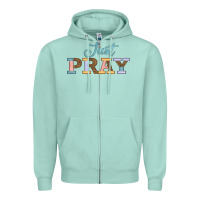 Seafoam Just Pray Zipper Hoodie - JahusDesignShop
