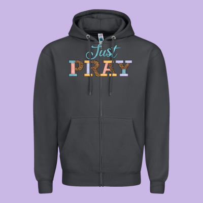 Just Pray Zipper Hoodie Designed By Jahusdesignshop