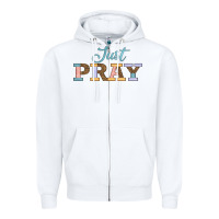 White Just Pray Zipper Hoodie - JahusDesignShop
