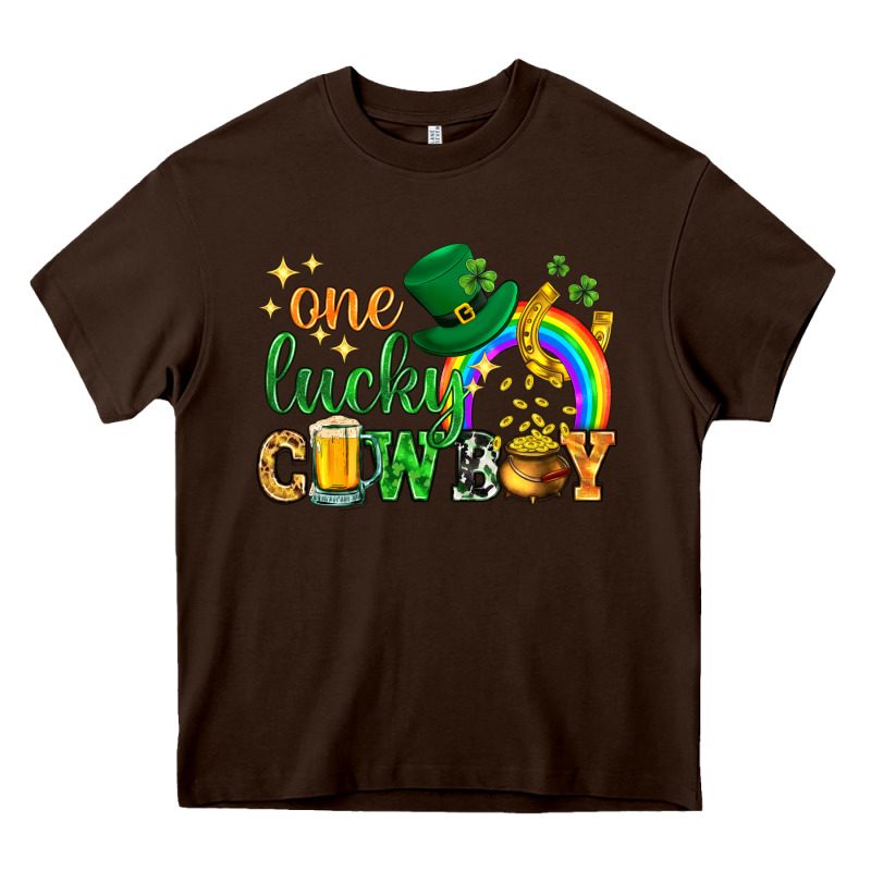 One Lucky Cowboy St. Patricks Day Heavy Core Tee by HowdyJamesFarm | Teevron