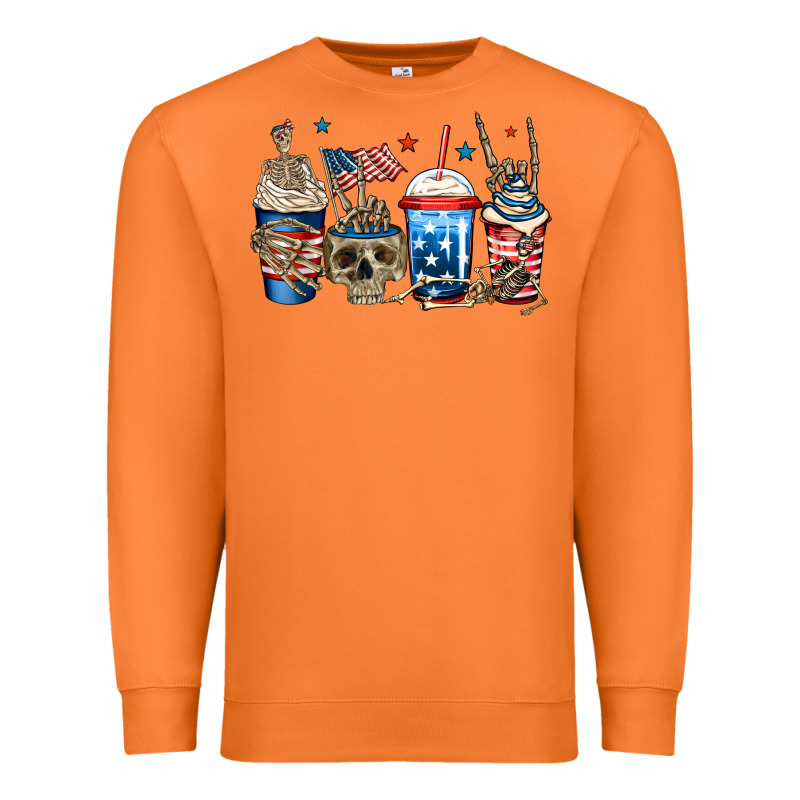 4th Of July Skeleton Coffee Cups Premium Sweatshirt by Jasminsmagicworld | Teevron