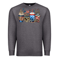 Charcoal Heather 4th of july skeleton coffee cups Premium Sweatshirt - Jasminsmagicworld