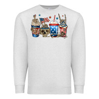 Oatmeal Heather 4th of july skeleton coffee cups Premium Sweatshirt - Jasminsmagicworld