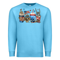 Ocean Blue 4th of july skeleton coffee cups Premium Sweatshirt - Jasminsmagicworld