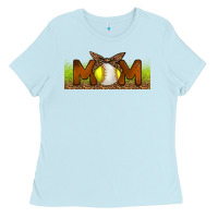 Baby Blue Baseball And Softball Mom Libbey Glass Ladies Tee - BundleAndBundleShop