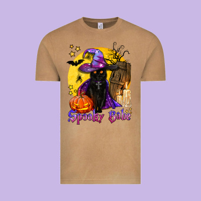 Spooky Babe Black Witch Cat Vintage Tee Designed By Bundleandbundleshop