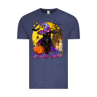 Vintage Denim spooky babe black witch cat Vintage Tee - BundleAndBundleShop