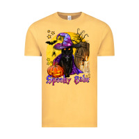 Vintage Mustard spooky babe black witch cat Vintage Tee - BundleAndBundleShop