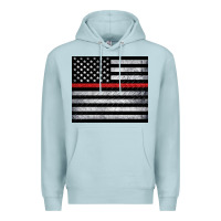 Blue Mist thin red line American flag metal floor Premium Hoodie - Artiststas