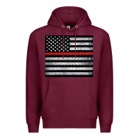 Burgundy thin red line American flag metal floor Premium Hoodie - Artiststas