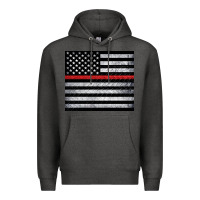 Charcoal Heather thin red line American flag metal floor Premium Hoodie - Artiststas