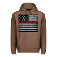 Chestnut thin red line American flag metal floor Premium Hoodie - Artiststas