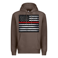 Coffee thin red line American flag metal floor Premium Hoodie - Artiststas