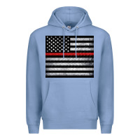 Colony Blue thin red line American flag metal floor Premium Hoodie - Artiststas