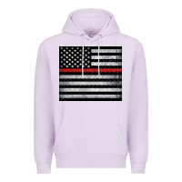 Lilac thin red line American flag metal floor Premium Hoodie - Artiststas