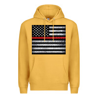 Mustard thin red line American flag metal floor Premium Hoodie - Artiststas