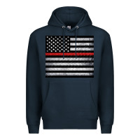 Navy thin red line American flag metal floor Premium Hoodie - Artiststas
