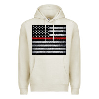 Oatmeal Heather thin red line American flag metal floor Premium Hoodie - Artiststas