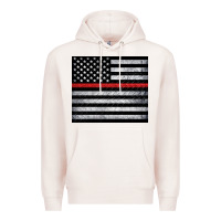 Pale Pink thin red line American flag metal floor Premium Hoodie - Artiststas