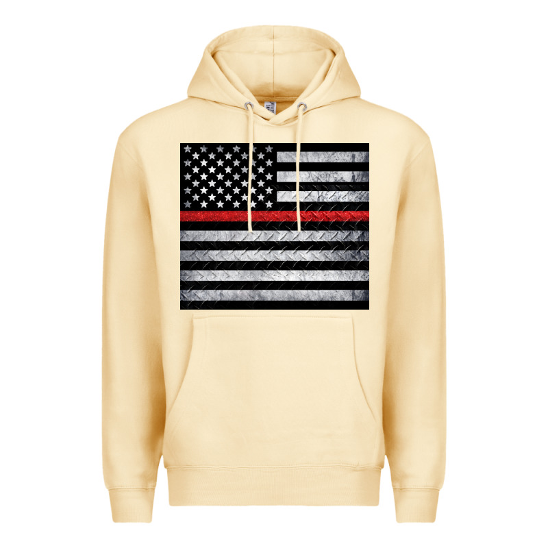 Thin Red Line American Flag Metal Floor Premium Hoodie by Artiststas | Teevron