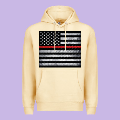 Thin Red Line American Flag Metal Floor Premium Hoodie Designed By Artiststas