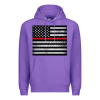 Purple thin red line American flag metal floor Premium Hoodie - Artiststas
