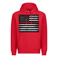 Red thin red line American flag metal floor Premium Hoodie - Artiststas