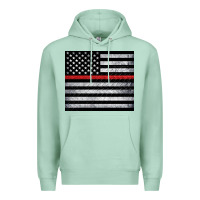 Seafoam thin red line American flag metal floor Premium Hoodie - Artiststas
