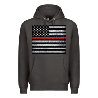 Smoke thin red line American flag metal floor Premium Hoodie - Artiststas