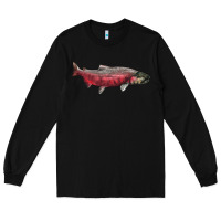 Black Chinook Salmon Fish Illustrations Long Sleeve Tee - LillyAllenDesigns