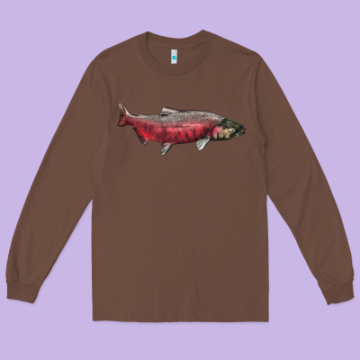 Chinook Salmon Fish Illustrations Long Sleeve Tee Designed By Lillyallendesigns