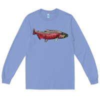 Colony Blue Chinook Salmon Fish Illustrations Long Sleeve Tee - LillyAllenDesigns