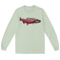 Matcha Chinook Salmon Fish Illustrations Long Sleeve Tee - LillyAllenDesigns
