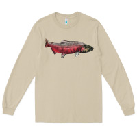 Mushroom Chinook Salmon Fish Illustrations Long Sleeve Tee - LillyAllenDesigns